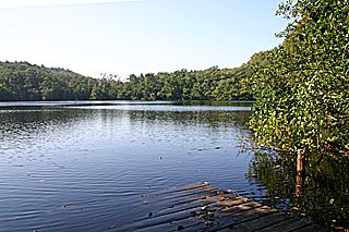 Der Herthasee im Spätsmmer, aus Richtun Königsstuhl kommend